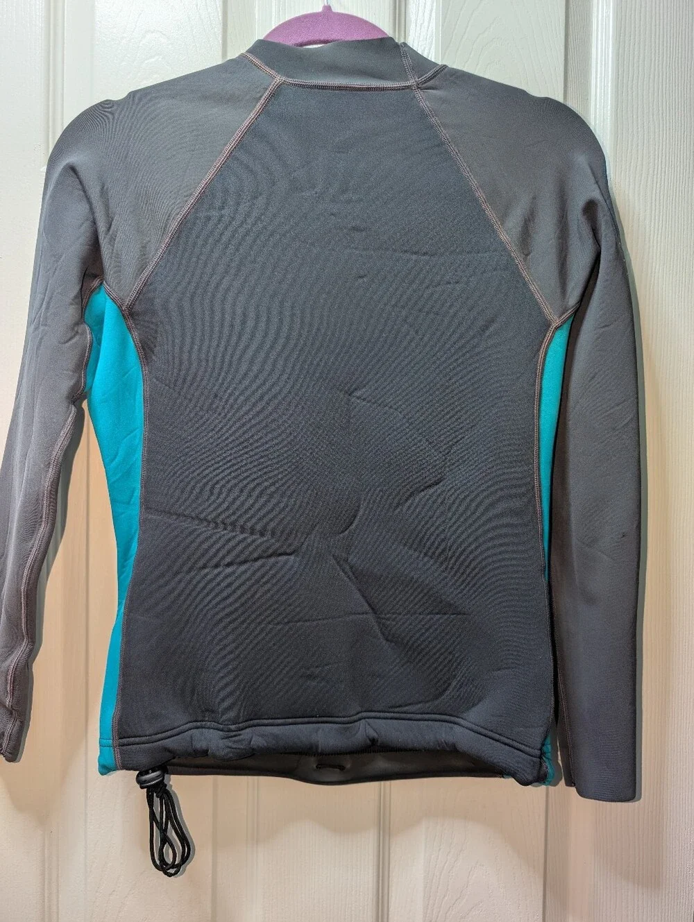 Women's Long Sleeve Teal & Charcoal Swim Top